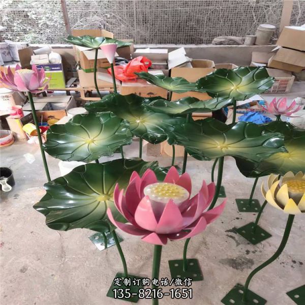 玻璃鋼荷花 小區水景睡蓮雕塑 （1）