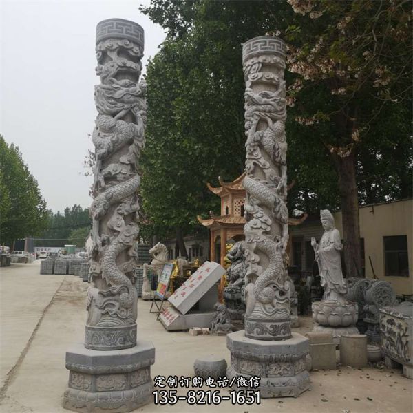 廣場大型青石雕刻文化龍柱景觀裝飾  （1）
