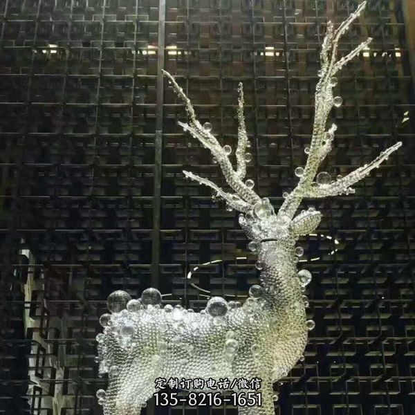 酒店廣場園林?jǐn)[放不銹鋼鏤空藝術(shù)鹿子雕塑（4）