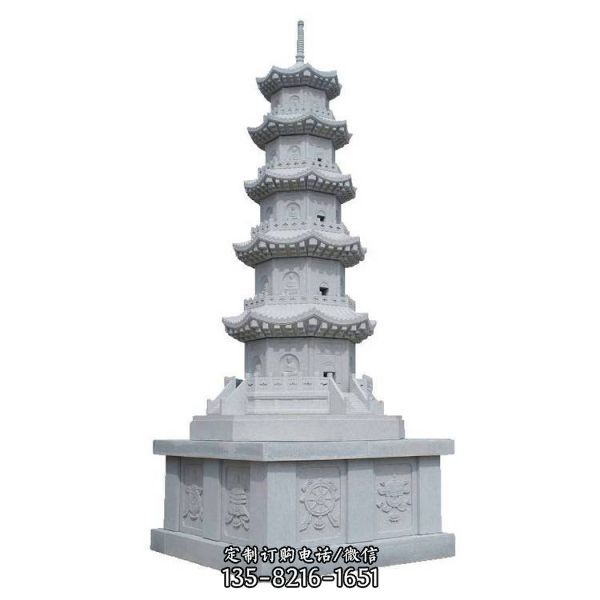 景區寺院擺放花崗巖石雕小型佛塔石塔雕塑（3）