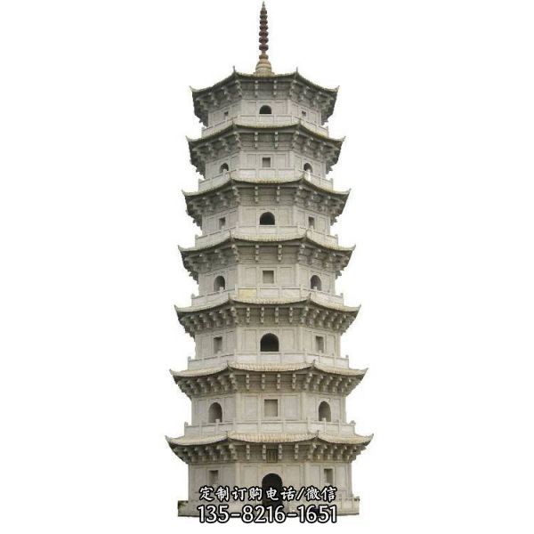 景區寺院擺放花崗巖石雕小型佛塔石塔雕塑（4）