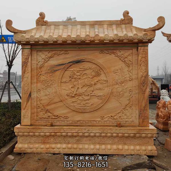 庭院晚霞紅屏風(fēng)浮雕中式照壁福字玄關(guān)石壁畫雕塑（2）