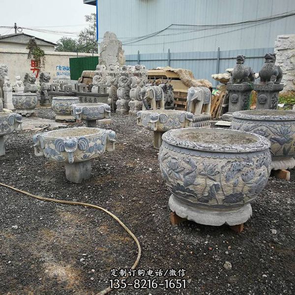 青石花仿古盆樣式各異 庭院別墅裝飾擺件（4）