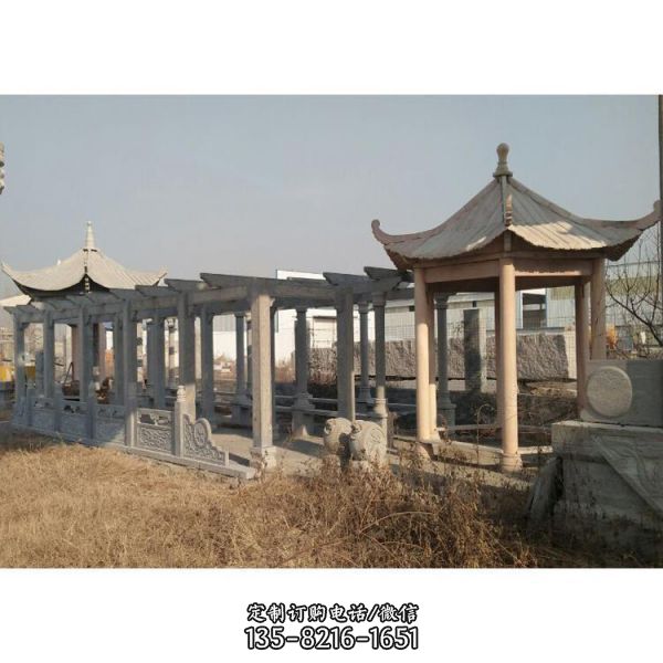 園林景觀裝飾大理石雕刻亭子長(zhǎng)廊花架擺件 （2）