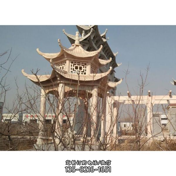 園林景觀裝飾大理石雕刻亭子長(zhǎng)廊花架擺件 （1）