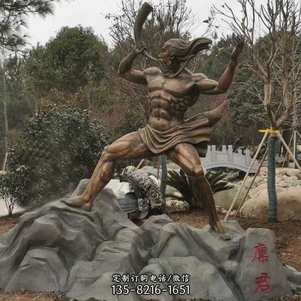 公園玻璃鋼仿銅園林景觀人物雕塑（2）