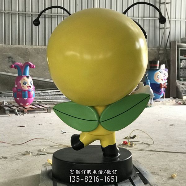 玻璃鋼彩繪卡通雕塑耐腐蝕戶外園林景觀蜜蜂雕塑（4）