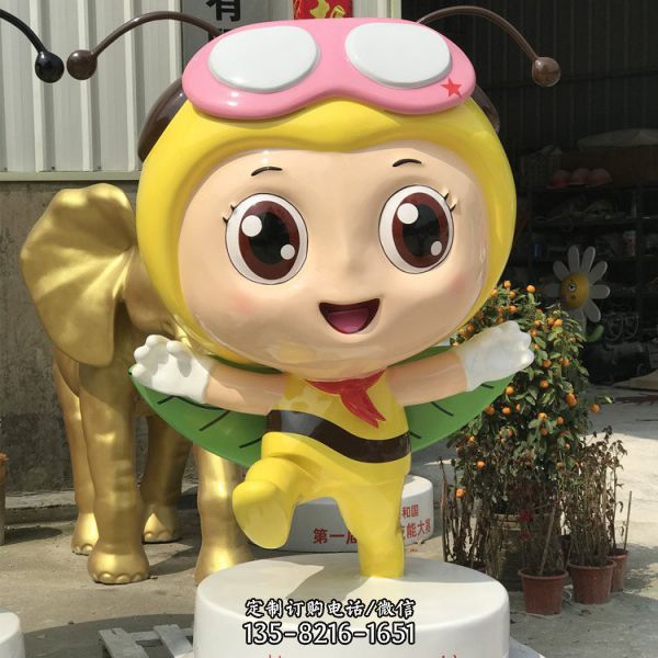 玻璃鋼彩繪卡通雕塑耐腐蝕戶外園林景觀蜜蜂雕塑（5）