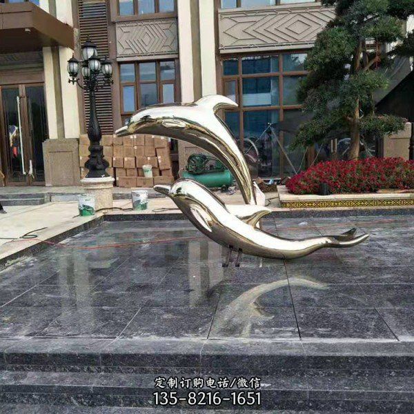 商場雕塑設計制作 廣場公園不銹鋼海豚雕塑（4）
