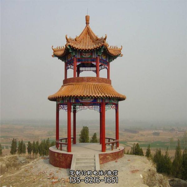 園林景區古建雙層八角休閑石亭子（1）