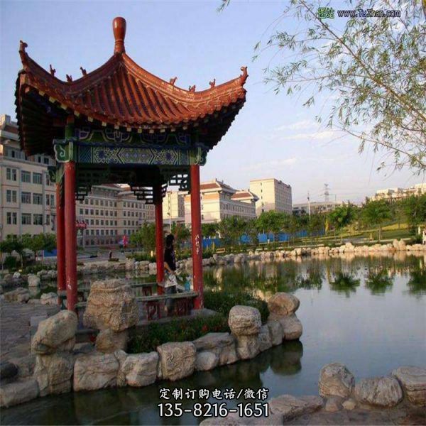 園林景區古建雙層八角休閑石亭子（2）