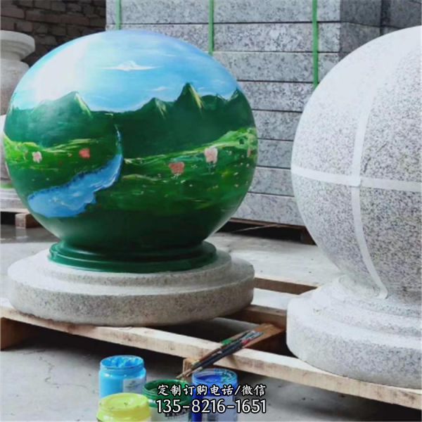 公園廣場擺放花崗石擋車石球路障石 （1）