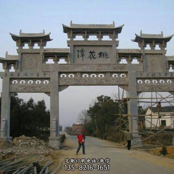 古建寺廟大型景區新農村村口石牌坊雕塑（4）