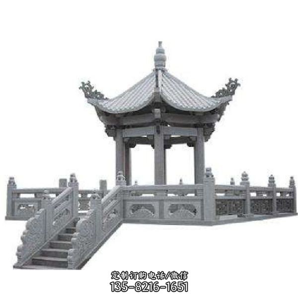 景區(qū)園林?jǐn)[放青石古建六角涼亭擺件（6）