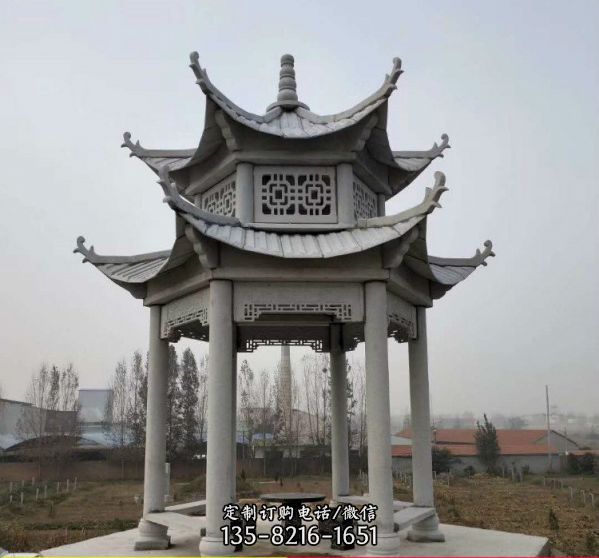 園林擺放大理石雕刻古建涼亭子（3）