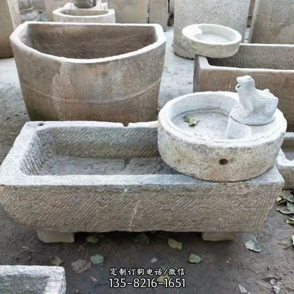 石雕水槽老式石槽  居家養(yǎng)魚養(yǎng)花裝飾雕塑（4）