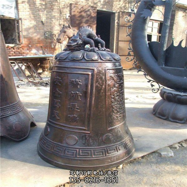 寺廟景區玻璃鋼仿銅青銅器銅鐘雕塑（4）
