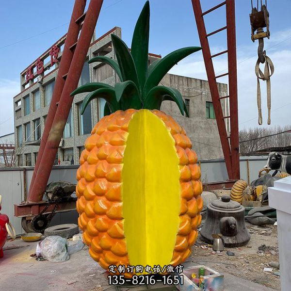 戶外仿真玻璃鋼菠蘿雕塑樹脂蔬菜水果模型生態(tài)園落地擺件雕塑
