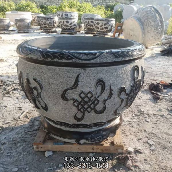 仿古做舊浮雕庭院魚缸擺件
