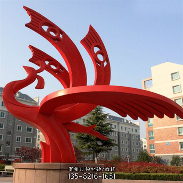 城市廣場園林大型戶外抽象鳳凰動物雕塑（4）