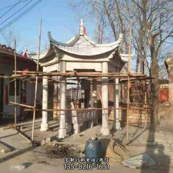 戶外休息石雕六角涼亭雕塑（2）