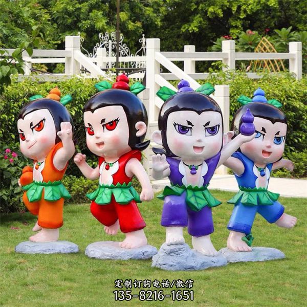 兒童樂園擺放玻璃鋼動(dòng)畫葫蘆娃卡通雕塑（2）