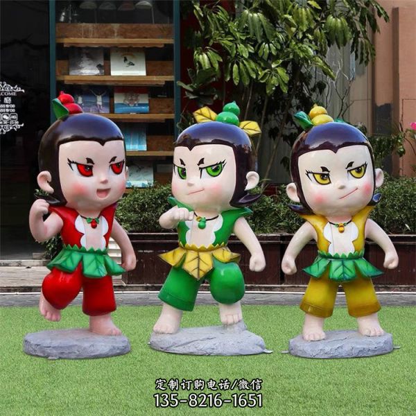 兒童樂園擺放玻璃鋼動(dòng)畫葫蘆娃卡通雕塑（5）