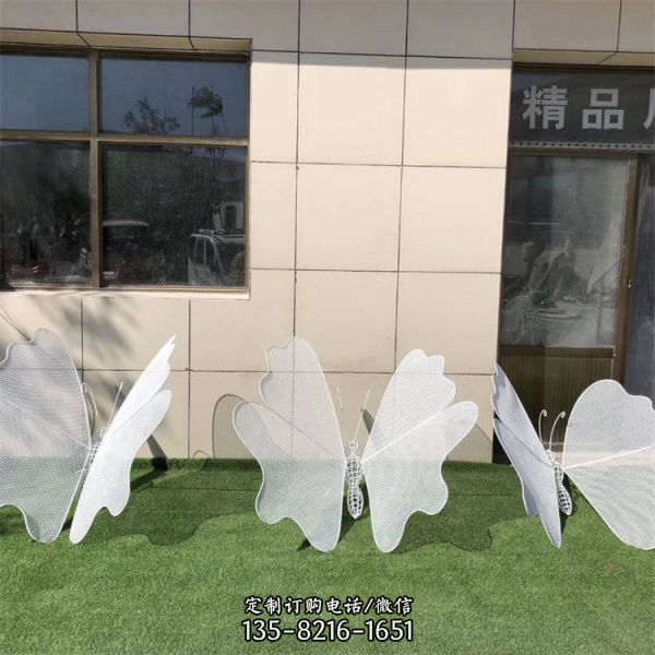 不銹鋼鏤空發光蝴蝶公園草坪擺件（3）