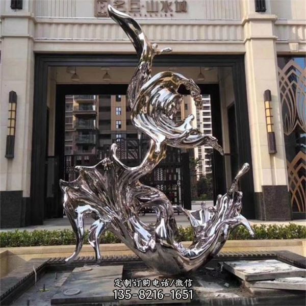 戶外抽象不銹鋼鏡面園林廣場景觀雕塑擺件（5）