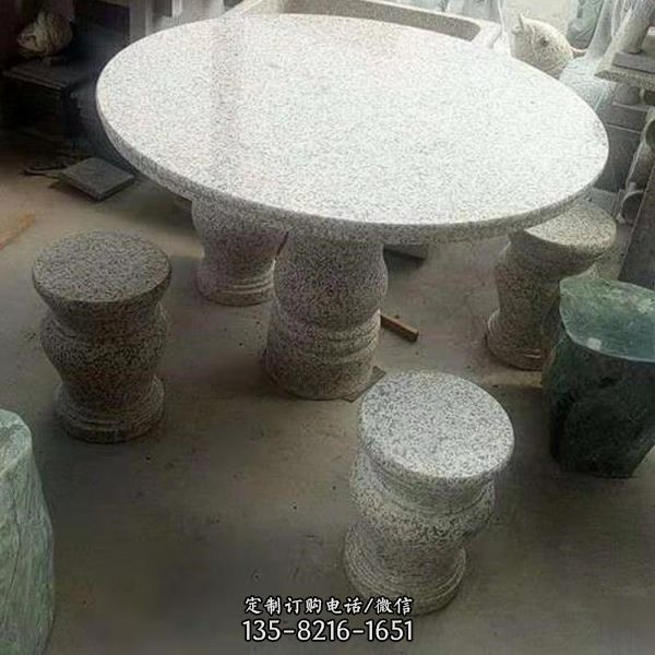 室外園林仿古花崗巖石桌石凳定制（4）