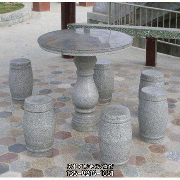 室外園林仿古花崗巖石桌石凳定制（1）