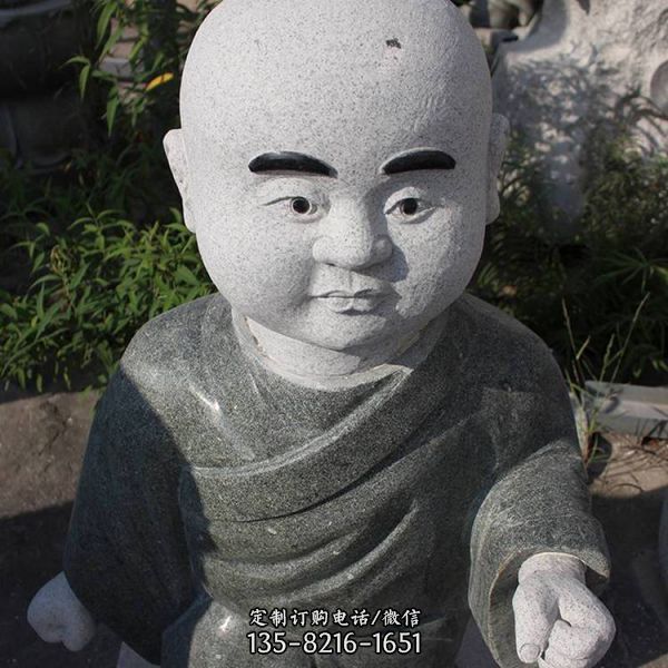 庭院戶外寺廟砂石大理石石雕小和尚擺件
