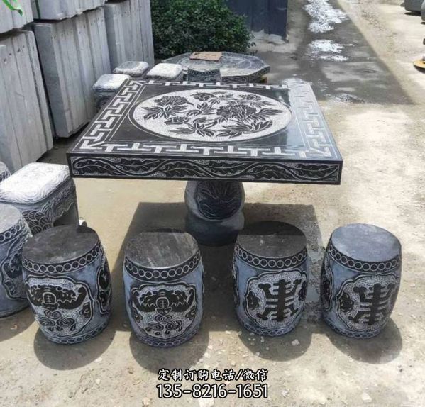 青石仿古大理石棋盤石桌石凳庭院擺件（2）