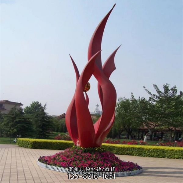 不銹鋼彩繪抽象戶外廣場大型抽象景觀雕塑（4）