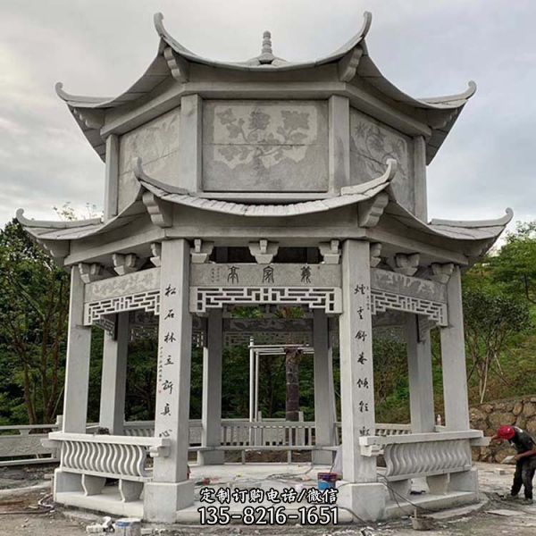 別墅園林青石仿古石雕中式亭子（1）