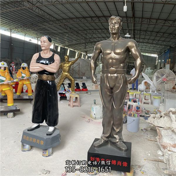 玻璃鋼人物塑像，仿銅人物和彩繪人物