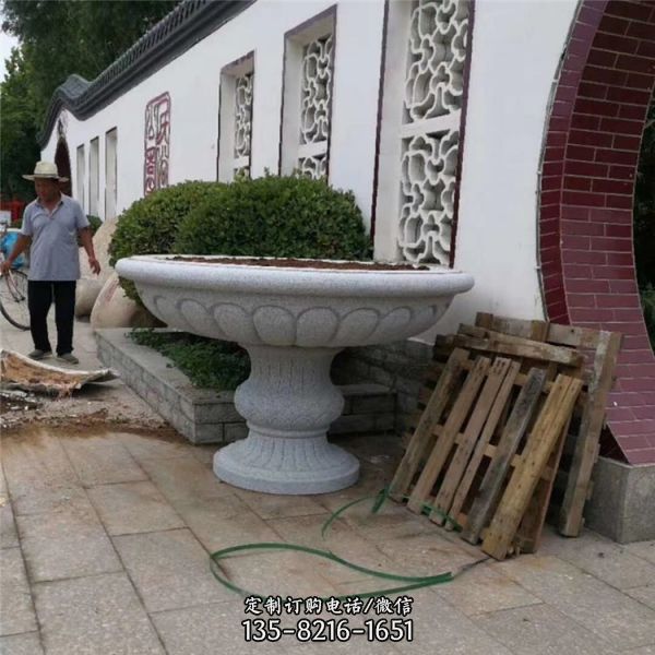 園林小區(qū)擺放黃銹石花崗巖花缽花盆（7）