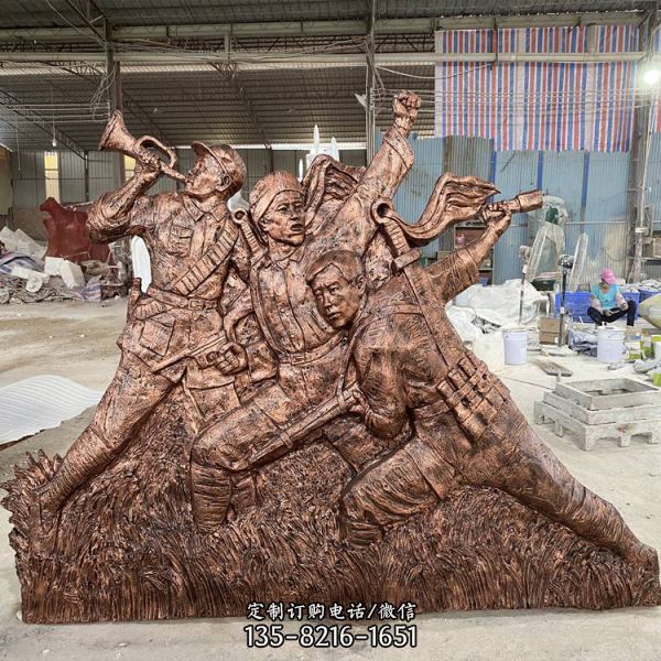廠家定制革命戰士影壁創意畫壁雕塑（2）