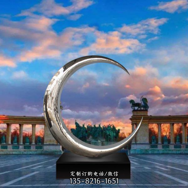 廣場酒店不銹鋼鏡面創意圓環雕塑（6）