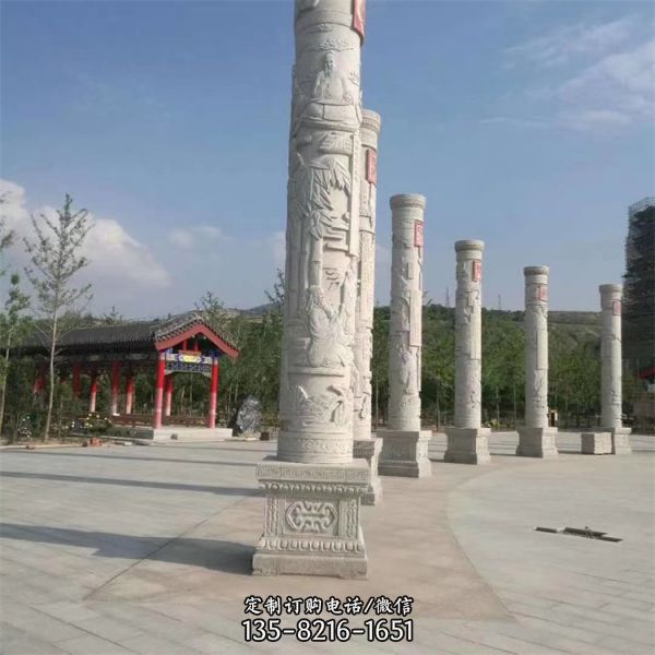 景區廣場石雕龍柱 公園傳統仿古文化柱雕塑（3）