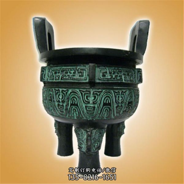仿古青銅器戶外寺廟圓形鼎雕塑