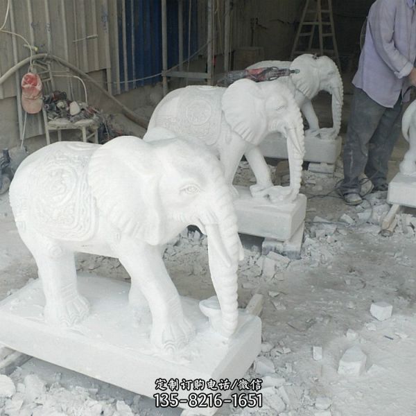 園林景區(qū)石雕動物 大理石雕刻石雕大象雕塑（3）
