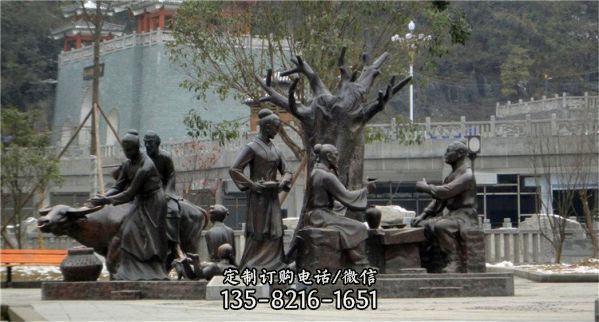 玻璃鋼鑄銅民俗農耕園林廣場人物雕塑（3）