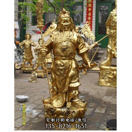 玻璃鋼漆金武財神關公關羽雕塑（2）