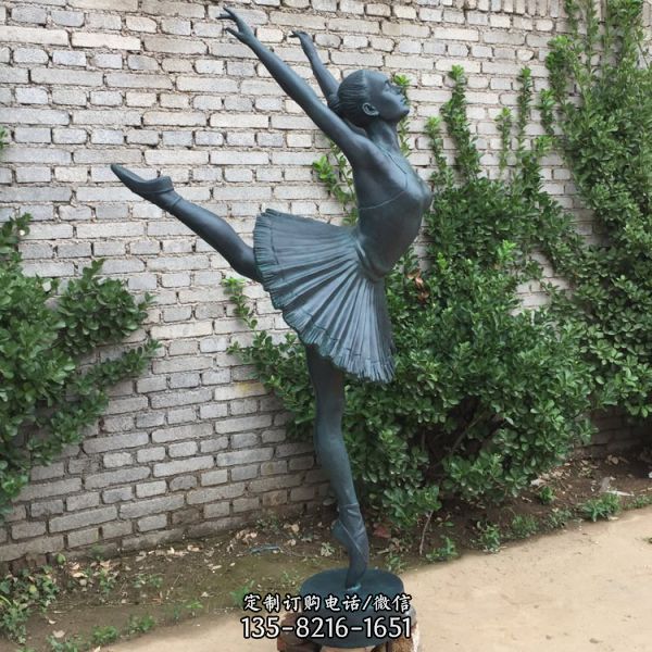 公園創意玻璃鋼仿銅園林景區女孩跳舞雕塑（2）
