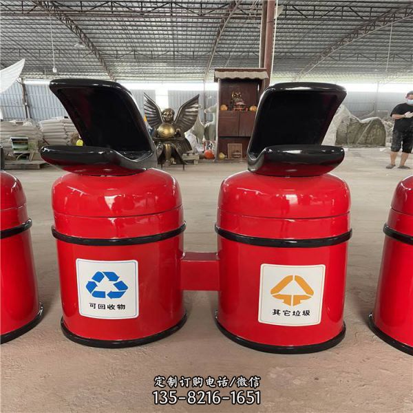 玻璃鋼滅火器造型垃圾桶 公交站宣傳雕塑（1）