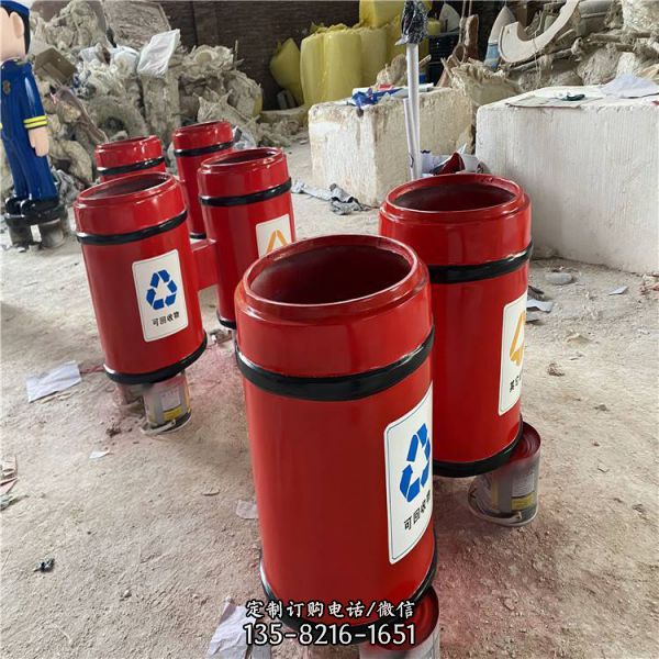 玻璃鋼滅火器造型垃圾桶 公交站宣傳雕塑（4）