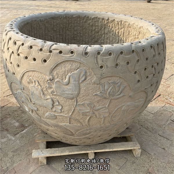 園林景觀流水青石雕刻老石缸（2）