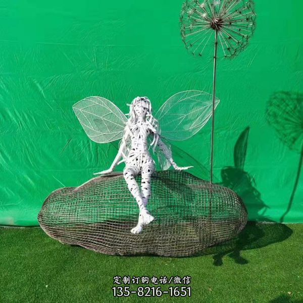 園林小區不銹鋼鏤空蒲公英人物發光景觀小品（3）