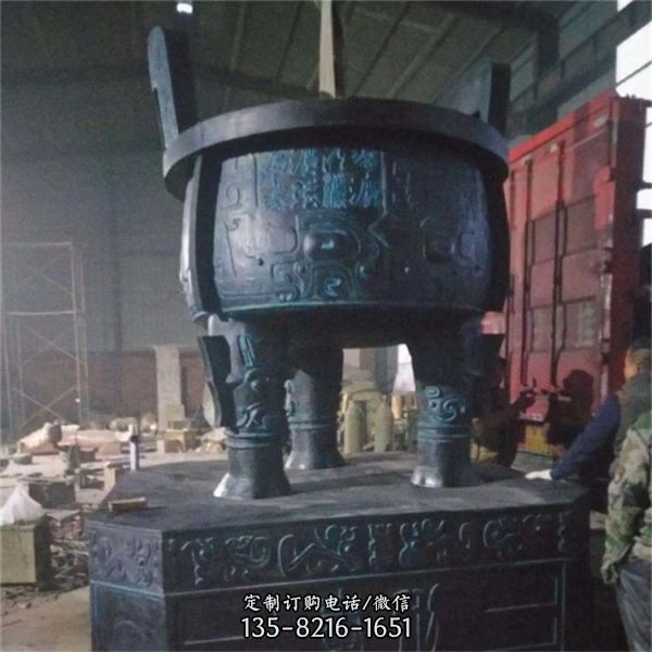戶外廣場(chǎng)三足圓靑銅鼎雕塑（4）